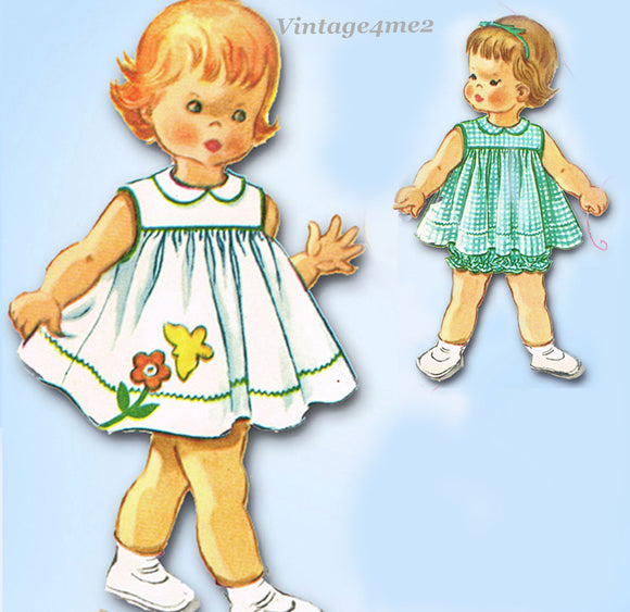 1960s Vintage McCalls Sewing Pattern 6172 Baby Girls Bloomer Dress Size 1