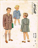 1940s Vintage McCall Sewing Pattern 6196 Cute WWII Toddler Boys Coat Size 2