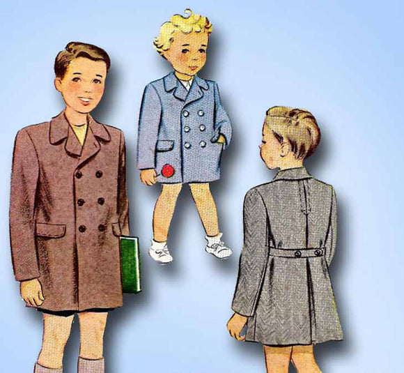 1940s Vintage McCall Sewing Pattern 6196 Cute WWII Toddler Boys Coat Size 2 - Vintage4me2