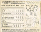 1940s Vintage McCall Sewing Pattern 6241 Cute WWII Toddler Snow Suit & Cap Size 4