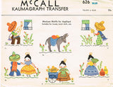 1930s VTG McCall Embroidery Transfer 626 Uncut Applique Mexican Tea Towel Motifs
