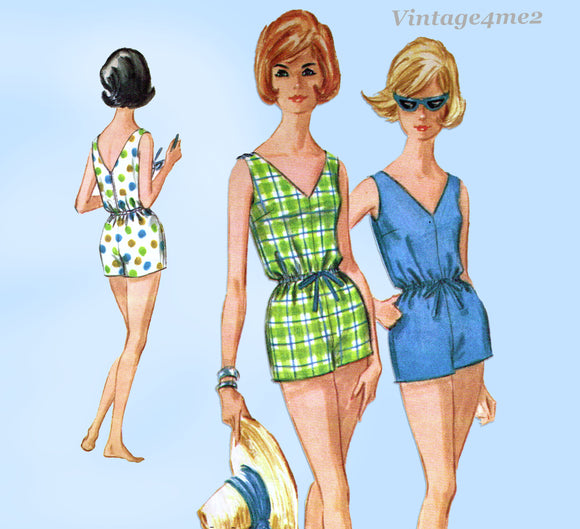 1960s Vintage McCalls Sewing Pattern 6289 Very Easy Bathing Suit Sz 32 Bust