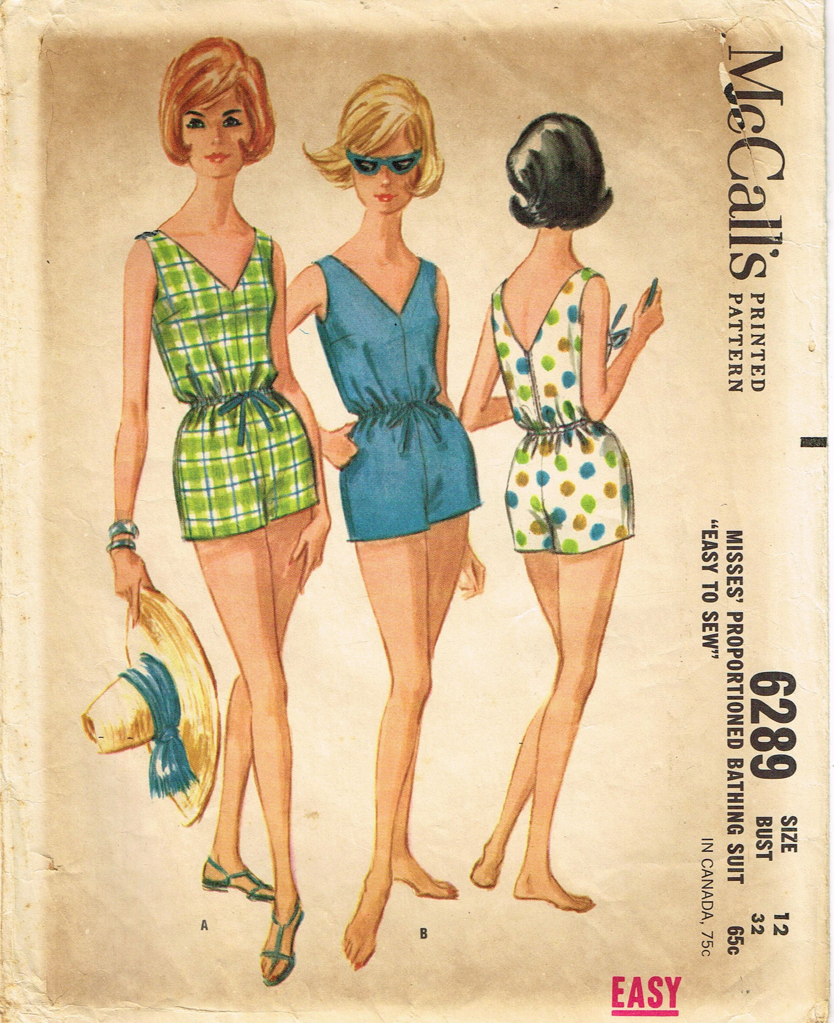 1960s PRETTY Bateau Neckline Dress McCall 5803 Vintage Sewing Pattern Bust  32