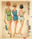 1960s Vintage McCalls Sewing Pattern 6289 Very Easy Bathing Suit Sz 32 Bust