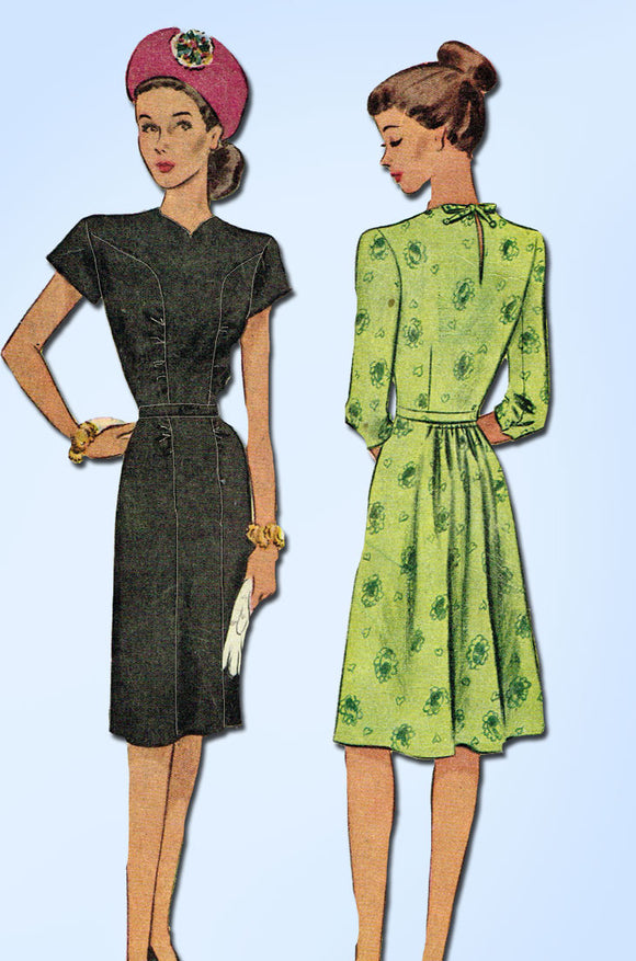 1940s Vintage McCall Sewing Pattern 6314 Misses WWII Street Dress Size 12 30B - Vintage4me2