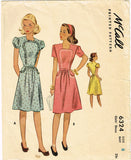 1940s Vintage McCall Sewing Pattern 6324 WWII Little Girls Dress Size 8 26 Bust - Vintage4me2