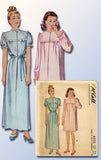 1940s Vintage McCall Sewing Pattern 6335 WWII Misses Nightgown Size SM 30 32 B - Vintage4me2