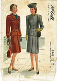 1940s Vintage McCall Sewing Pattern 6345 WWII Misses' 2 PC Suit Size 16 34 Bust - Vintage4me2