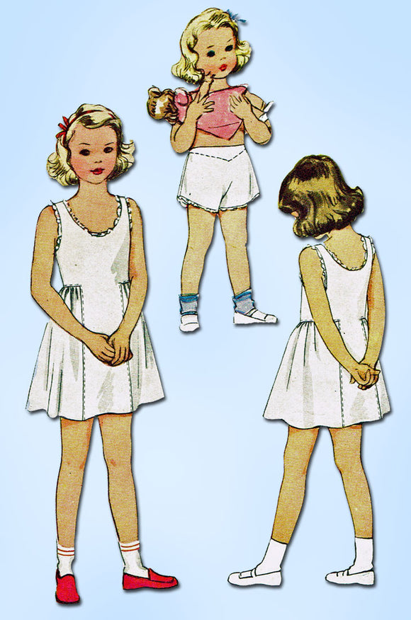 1940s Vintage McCall Sewing Pattern 6348 Uncut Toddler Girls Slip & Panties Sz 4 - Vintage4me2