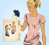 1940s Vintage McCall Sewing Pattern 6370 Uncut Misses Bustle Blouse Sz 36 Bust -Vintage4me2