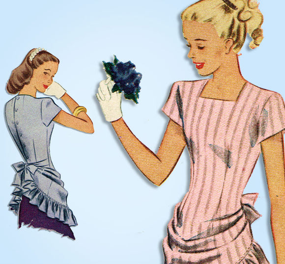 1940s Vintage McCall Sewing Pattern 6370 Uncut Misses Bustle Blouse Sz 36 Bust -Vintage4me2