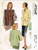 1940s Vintage McCall Sewing Pattern 6374 Uncut Misses Boxy Jacket Size 14 32 B
