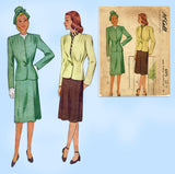McCall 6375: 1940s Lovely Misses Two PC Suit Size 34 Bust Vintage Sewing Pattern