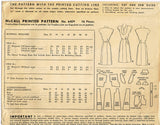 1940s Vintage McCalls Sewing Pattern 6409 Misses WWII Street Dress Size 18 36B