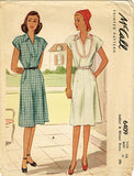 1940s Vintage McCalls Sewing Pattern 6409 Misses WWII Street Dress Size 18 36B