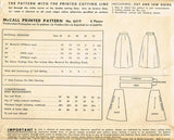 1940s Vintage McCall Sewing Pattern 6419 Easy Misses Day Skirt Size 26 Waist