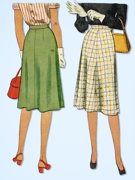 1940s Vintage McCall Sewing Pattern 6419 Easy Misses Day Skirt Size 26 Waist