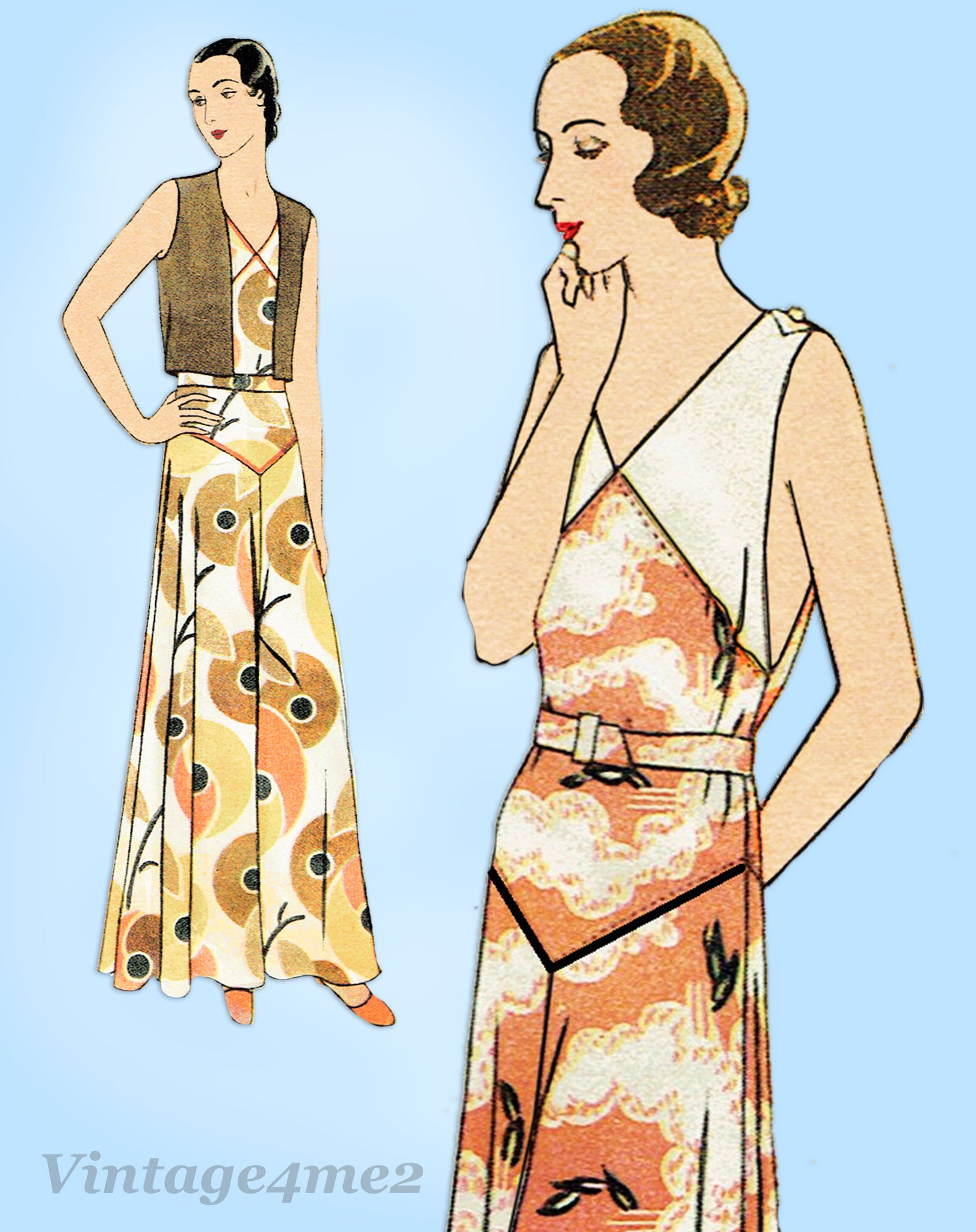 McCall 6432: 1930s Rare Misses Beach Pajamas Size 38 Bust Vintage