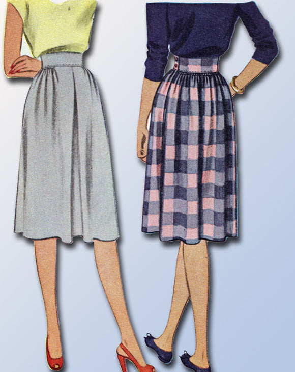 1940s Original Vintage McCall Sewing Pattern 6447 Misses Skirt Size 28 Waist