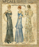 McCall 6460: 1930s Rare Decolletage Evening Gown Sz 34 B Vintage Sewing Pattern - Vintage4me2 