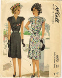 1940s Vintage McCall Sewing Pattern 6472 Uncut Misses Afternoon Dress Sz 32 Bust