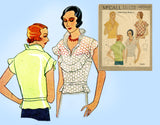McCall 6493: 1930s Misses Feminine Blouse Size 34 Bust Vintage Sewing Pattern - Vintage4me2
