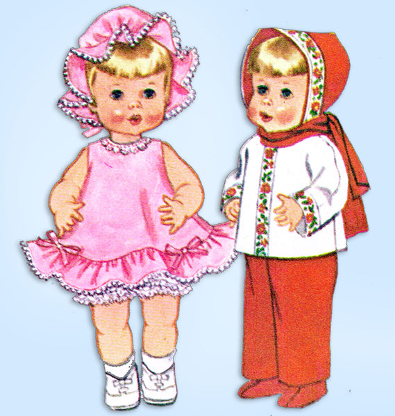 McCall's 6513: 1960s 15-17 Inch Talking Doll Clothes Set Vintage Sewing Pattern - Vintage4me2