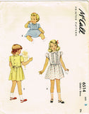 1940s ORIG Vintage McCalls Sewing Pattern 6514 Toddler Girls Tucked Dress Sz 3