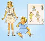 1940s ORIG Vintage McCalls Sewing Pattern 6514 Toddler Girls Tucked Dress Sz 3
