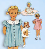 1940s Original Vintage McCalls Sewing Pattern 6548 Cute Baby Girls Dress Size 1