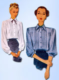1940s Vintage McCall Sewing Pattern 6558 Misses Tucked Blouse Size 12 30 Bust - Vintage4me2