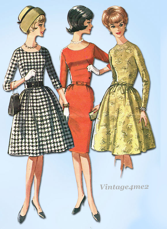 1960s Vintage McCalls Sewing Pattern 6566 Misses Stylish Easy Dress Size 32 Bust
