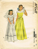 1940s Vintage McCalls Sewing Pattern 6600 Girls Confirmation Dress Size 12 30 B
