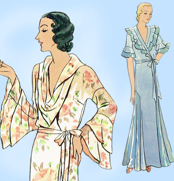 McCall 6626: 1930s Glamorous Misses Breakfast Coat 34 B Vintage Sewing Pattern - Vintage4me2