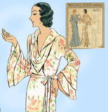 McCall 6626: 1930s Glamorous Misses Breakfast Coat 34 B Vintage Sewing Pattern - Vintage4me2