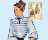 1940s Vintage McCall Sewing Pattern 6629 Stunning Misses Tucked Blouse Size 32 B