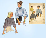 1940s Vintage McCall Sewing Pattern 6629 Stunning Misses Tucked Blouse Size 32 B