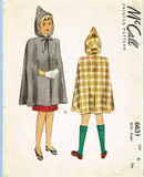 1940s Vintage McCall Sewing Pattern 6631 Toddler Girls Hooded Cape Size 6 24B - Vintage4me2