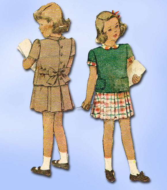 1940s Vintage McCall Sewing Pattern 6635 Toddler Girls 2 Piece Dress Size 4 23B - Vintage4me2