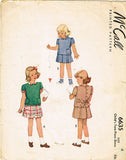 1940s Vintage McCall Sewing Pattern 6635 Toddler Girls 2 Piece Dress Size 4 23B - Vintage4me2