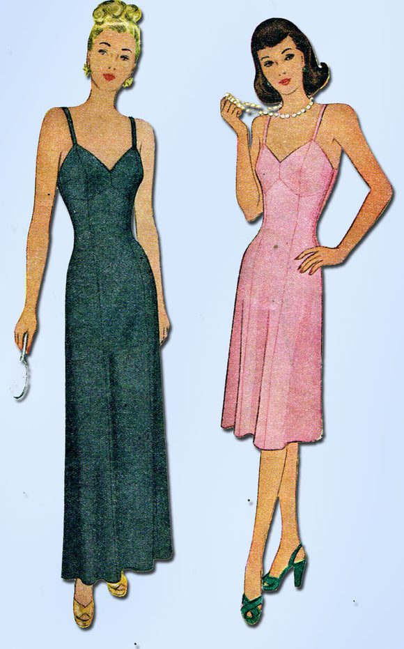 1940s Vintage McCall Sewing Pattern 6646 Misses Slip with Bra Top Size 14 32B - Vintage4me2