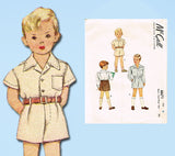 1940s Vintage McCall Sewing Pattern 6671 Uncut Toddler Boys Suit Size 6 24 Bust - Vintage4me2
