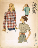1940s Vintage McCall Sewing Pattern 6709  Uncut Misses Casual Shirt Sz 36 Bust