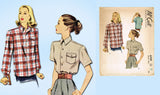 1940s Vintage McCall Sewing Pattern 6709  Uncut Misses Casual Shirt Sz 36 Bust