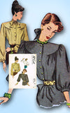 1940s Vintage McCall Sewing Pattern 6716 Stunning Misses Blouse Size 32 Bust