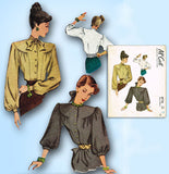 1940s Vintage McCall Sewing Pattern 6716 Stunning Misses Blouse Size 32 Bust