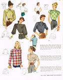 1940s Vintage McCall Sewing Pattern 6716 Stunning Misses Blouse Size 32 Bust