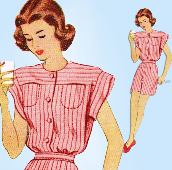 1940s Vintage McCall's Sewing Pattern 6718 Uncut Misses Pajamas Set Size 36 Bust -Vintage4me2