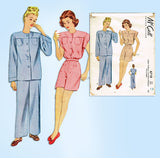 1940s Vintage McCall's Sewing Pattern 6718 Uncut Misses Pajamas Set Size 36 Bust -Vintage4me2