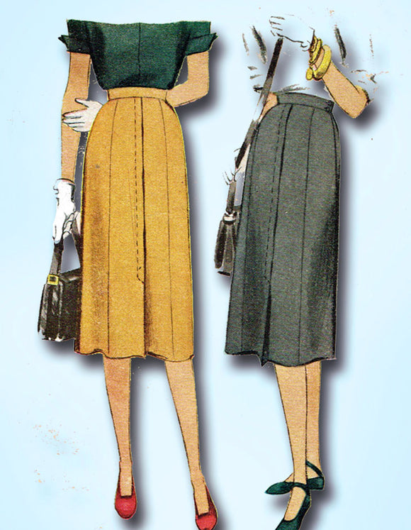 1940s Vintage McCall Sewing Pattern 6746 Ladies & Misses Day Skirt Size 26 Waist - Vintage4me2
